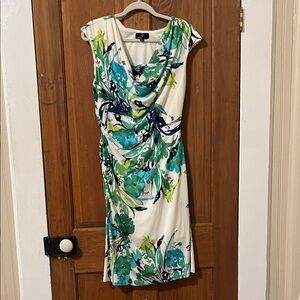 Ronni Nicole Green and Blue Floral Midi Dress